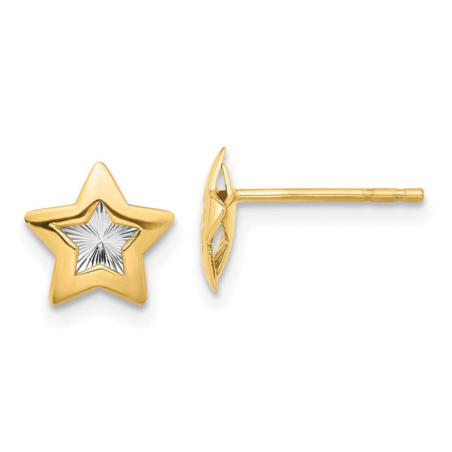 14k Yellow & Rhodium Earrings Style YE2198 - Classique Jewelry Inc.