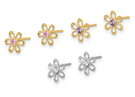 14k Two-tone Earrings Style YE2211SET - Classique Jewelry Inc.