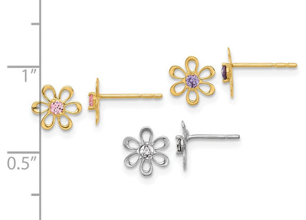 14k Two-tone Earrings Style YE2211SET - Classique Jewelry Inc.