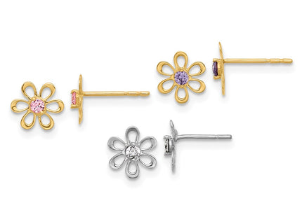 14k Two-tone Earrings Style YE2211SET - Classique Jewelry Inc.