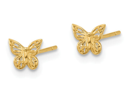 14K gold butterfly earrings, alternate view
