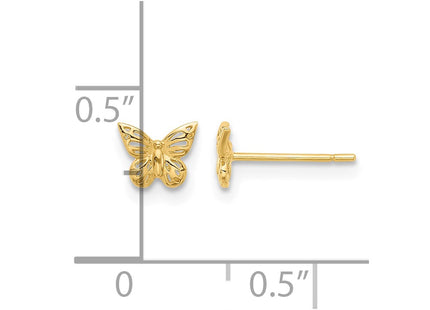 14K gold butterfly earrings, further view