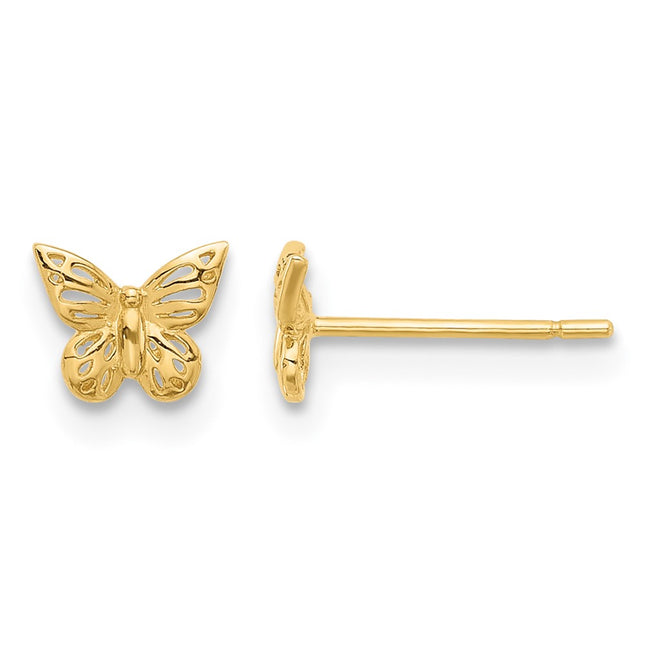 14k Polished Butterfly Post Earrings, 4.9 x 6mm