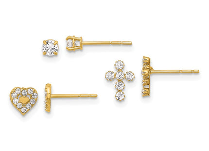 14k Yellow Gold Earrings Style YE2227SET - Classique Jewelry Inc.