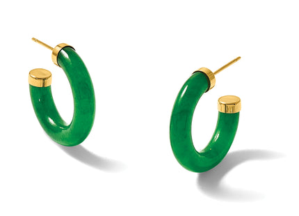 14K Polished Jade Post C-Hoop Earrings