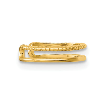 14K Polished and Textured 2-Row Single Ear Cuff