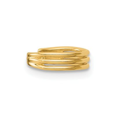 14K Polished Three Row Single Ear Cuff