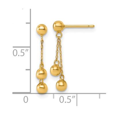 14K Polished Dangle Ball Post Earrings