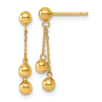14K Polished Dangle Ball Post Earrings