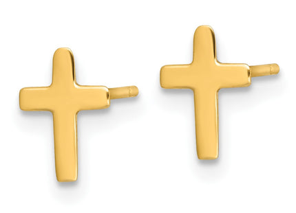 14K gold cross earrings, alternate view