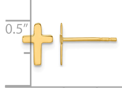14k Polished Latin Cross Post Earrings, 8.35 x 6.05mm