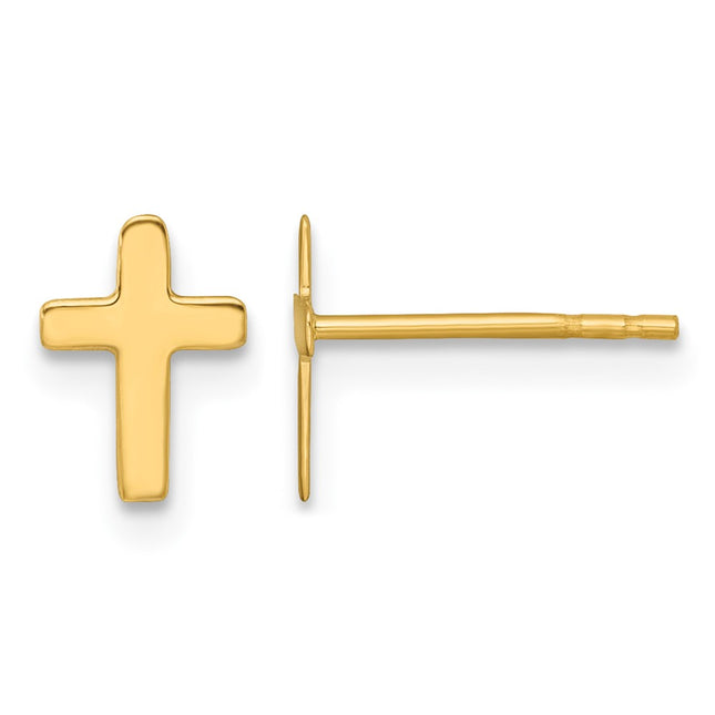 14k Polished Latin Cross Post Earrings, 8.35 x 6.05mm
