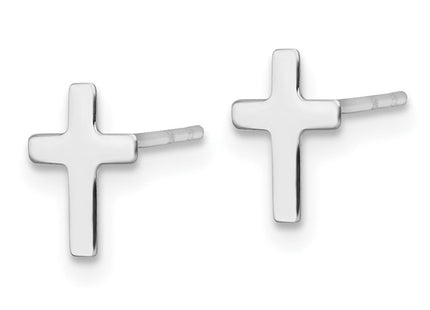 14k White Polished Latin Cross Post Earrings (Style YE2312W)