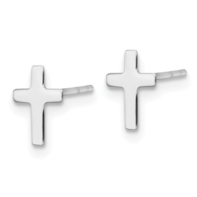 14K White Polished Latin Cross Post Earrings, 8.35 x 6.05mm