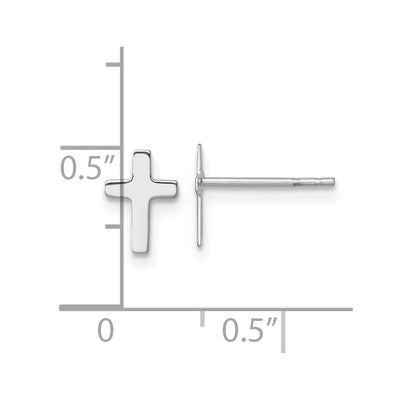 14K White Polished Latin Cross Post Earrings, 8.35 x 6.05mm
