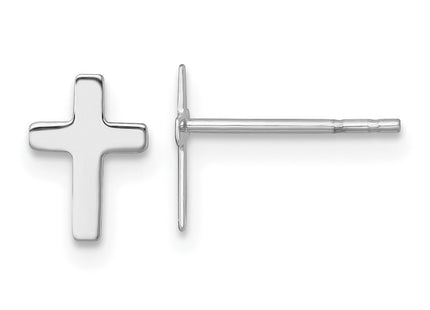 14k White Polished Latin Cross Post Earrings (Style YE2312W)