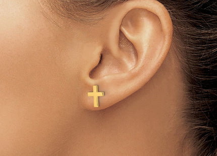 14k Polished Latin Cross Post Earrings (Style YE2313)