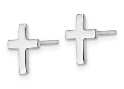 14K white gold cross earrings, alternate view