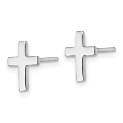 14K White Polished Latin Cross Post Earrings, 10.5 x 8mm