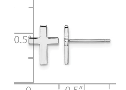 14K white gold cross earrings, further view