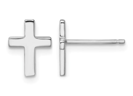 14K white gold cross earrings