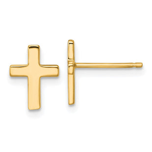 14k Polished Latin Cross Post Earrings (Style YE2313)