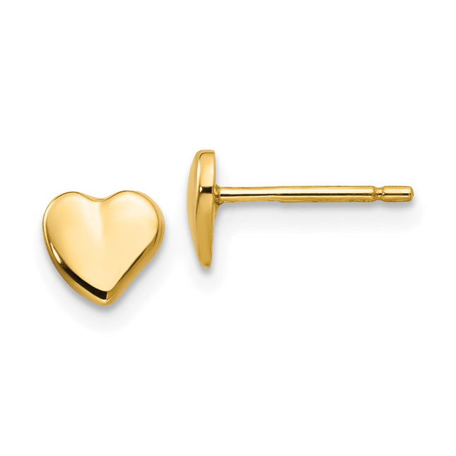 14k Heart Earrings, 6 x 6mm