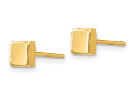 14k Polished Square Post Ear, 4.5 x 4.5mm