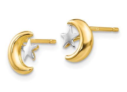 14k Yellow & Rhodium Earrings Style YE325 - Classique Jewelry Inc.