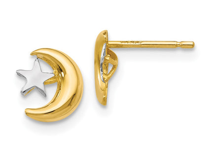 14k Yellow & Rhodium Earrings Style YE325 - Classique Jewelry Inc.
