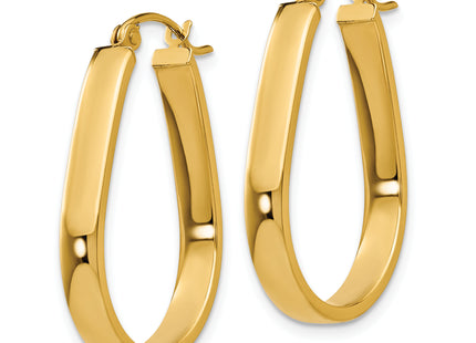 14K Polished Oval Hoop Earrings, 24.6 x 17.10mm
