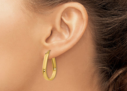 14K Polished Oval Hoop Earrings, 24.6 x 17.10mm