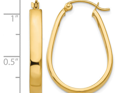 14K Polished Oval Hoop Earrings, 24.6 x 17.10mm