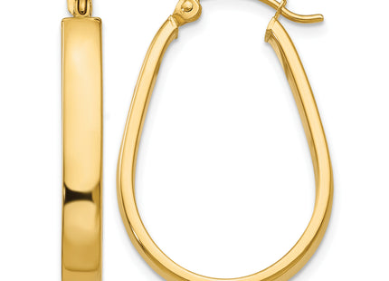 14K Polished Oval Hoop Earrings, 24.6 x 17.10mm