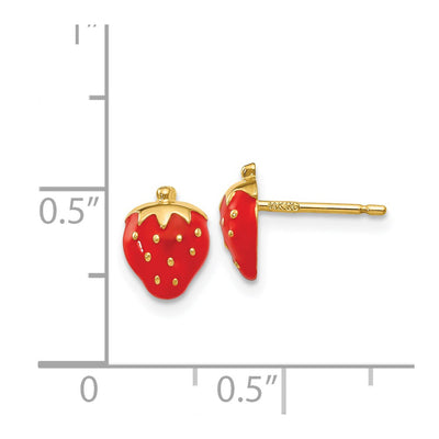 14K Enameled Strawberry Earrings