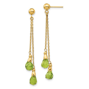 14k Peridot Dangle Earrings (Style YE894)