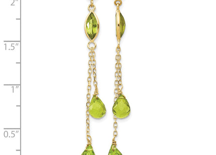 14K gold peridot drop earrings, further view