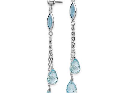14K white gold blue topaz drop earrings, alternate view