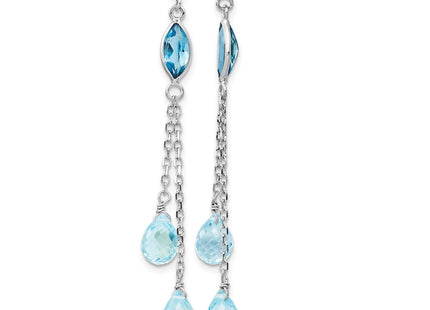 14K white gold blue topaz drop earrings