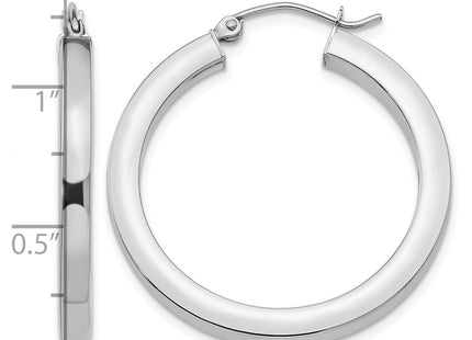 14K white gold hoop earrings, further view
