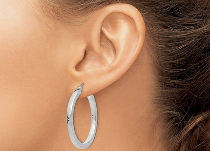 14K white gold hoop earrings, another view