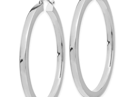 14k White Gold Polished Square Tube Hoop Earrings (Style Z1119)