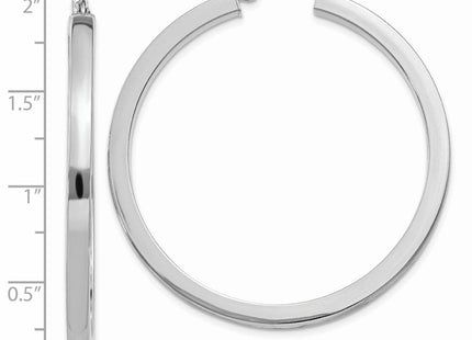 14k White Gold Polished Square Tube Hoop Earrings (Style Z1119)