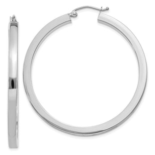 14k White Gold Polished Square Tube Hoop Earrings (Style Z1119)