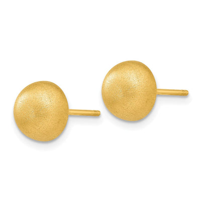 14K Hollow Satin Half Ball Post Earrings, 8 x 8mm