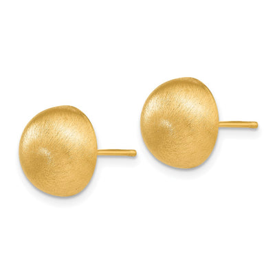 14K Hollow Satin Half Ball Post Earrings, 10.5 x 10.5mm