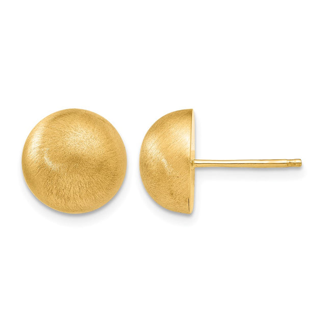 14k Hollow Satin Half Ball Post Earrings, 10.5 x 10.5mm