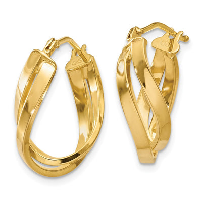 14K Twisted Hoop Earrings, 18.25 x 4mm