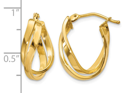 14k Twisted Hoop Earrings, 18.25 x 4mm