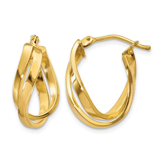 14k Twisted Hoop Earrings, 18.25 x 4mm
